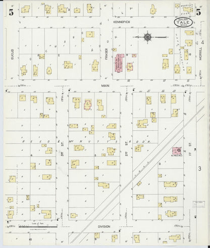 Sanborn Fire Insurance Map from Yale, Saint Clair County, Michigan (1924), Sheet #0005 - Historic Sanborn Fire Insurance Map Print, vintage old map wall art, antique decor, genealogy gift, Michigan Michigan map