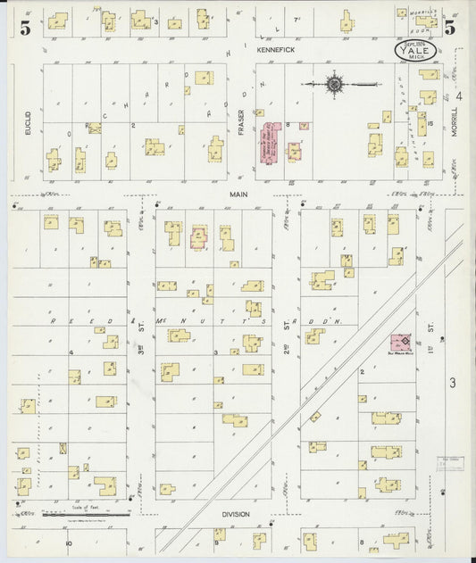 Sanborn Fire Insurance Map from Yale, Saint Clair County, Michigan (1924), Sheet #0005 - Historic Sanborn Fire Insurance Map Print, vintage old map wall art, antique decor, genealogy gift, Michigan Michigan map