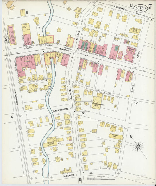 Sanborn Fire Insurance Map from Du Bois, Clearfield County, Pennsylvania (1901), Sheet #0007 - Historic Sanborn Fire Insurance Map Print, vintage old map wall art, antique decor, genealogy gift, Pennsylvania Pennsylvania map