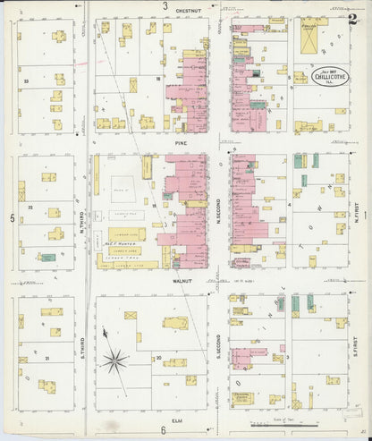Sanborn Fire Insurance Map from Chillicothe, Peoria County, Illinois (1907), Sheet #0002 - Complete Map Set gallery image, historic Sanborn map, vintage wall art, Illinois Illinois