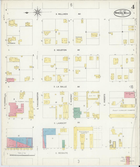 Sanborn Fire Insurance Map from Mineral Wells, Palo Pinto County, Texas (1907), Sheet #0004 - Historic Sanborn Fire Insurance Map Print, vintage old map wall art, antique decor, genealogy gift, Texas Texas map