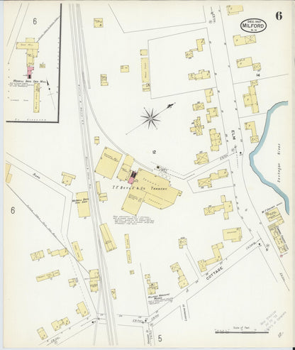 Sanborn Fire Insurance Map from Milford, Hillsborough County, New Hampshire (1907), Sheet #0006 - Complete Map Set gallery image, historic Sanborn map, vintage wall art, New Hampshire New Hampshire