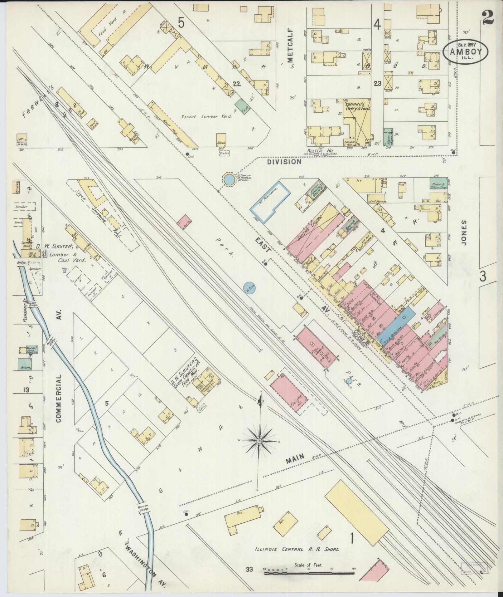 Sanborn Fire Insurance Map from Amboy, Lee County, Illinois (1897), Sheet #0002 - Complete Map Set gallery image, historic Sanborn map, vintage wall art, Illinois Illinois