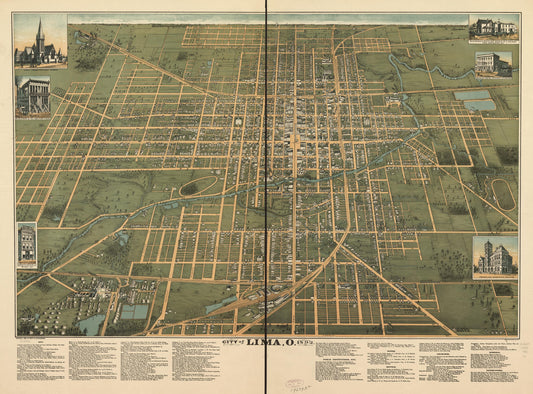 City of Lima, O. 1892. (1892) – Historic Bird’s-Eye View Panorama Print