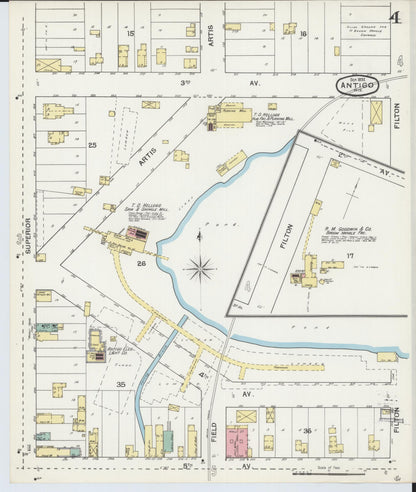 Sanborn Fire Insurance Map from Antigo, Langlade County, Wisconsin (1892), Sheet #0004 - Complete Map Set gallery image, historic Sanborn map, vintage wall art, Wisconsin Wisconsin