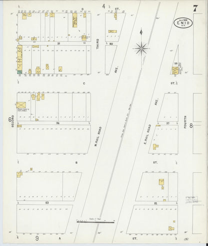 Sanborn Fire Insurance Map from Enid, Garfield County, Oklahoma (1898), Sheet #0007 - Complete Map Set gallery image, historic Sanborn map, vintage wall art, Oklahoma Oklahoma