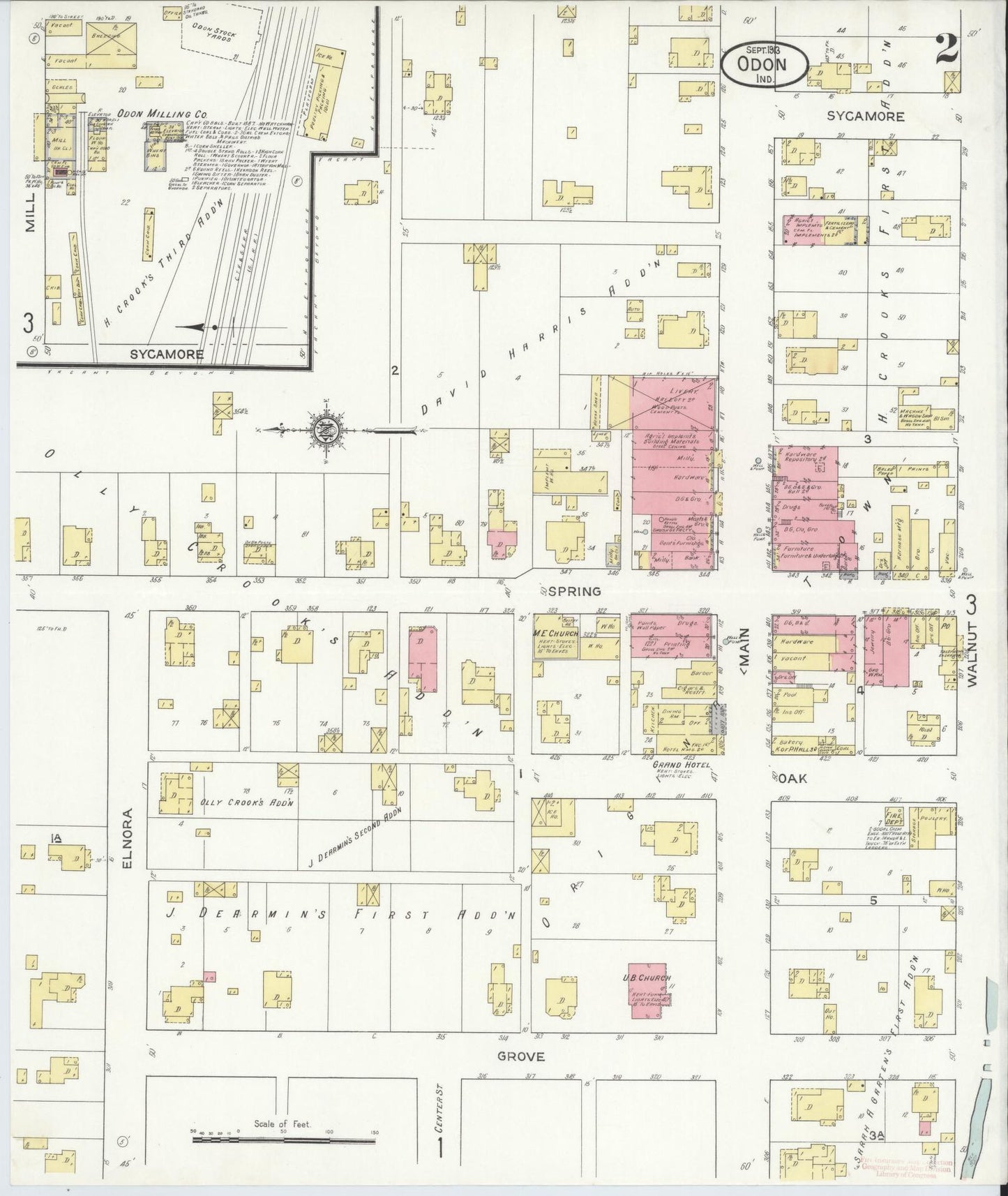 Sanborn Fire Insurance Map from Odon, Daviess County, Indiana (1913), Sheet #0002 - Complete Map Set gallery image, historic Sanborn map, vintage wall art, Indiana Indiana