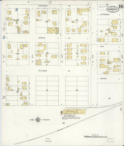Sanborn Fire Insurance Map from Vancouver, Clark County, Washington (1911), Sheet #0016 - Complete Map Set gallery image, historic Sanborn map, vintage wall art, Washington Washington