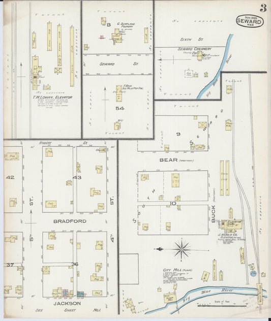 Sanborn Fire Insurance Map from Seward, Seward County, Nebraska (1885), Sheet #0003 - Historic Sanborn Fire Insurance Map Print, vintage old map wall art, antique decor, genealogy gift, Nebraska Nebraska map