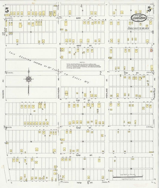 Sanborn Fire Insurance Map from Cedar Grove, Caddo Parish, Louisiana (1924), Sheet #0005 - Historic Sanborn Fire Insurance Map Print, vintage old map wall art, antique decor, genealogy gift, Louisiana Louisiana map