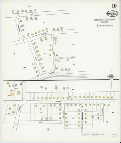 Sanborn Fire Insurance Map from Manchester, Meriweather County, Georgia (1921), Sheet #0010 - Complete Map Set gallery image, historic Sanborn map, vintage wall art, Georgia Georgia
