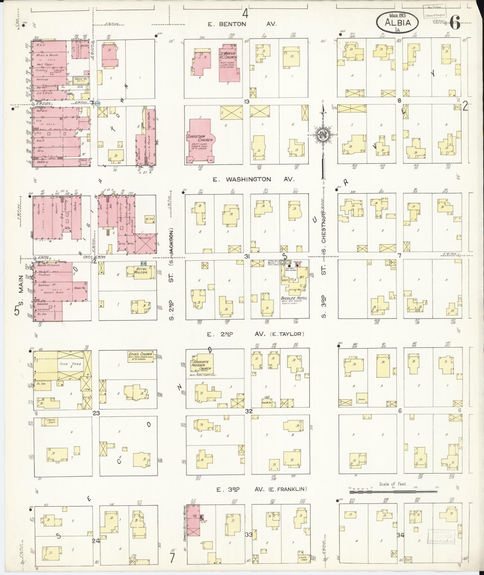 Sanborn Fire Insurance Map from Albia, Monroe County, Iowa (1913), Sheet #0006 - Historic Sanborn Fire Insurance Map Print