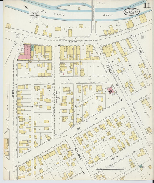 Sanborn Fire Insurance Map from Oscoda, Iosco County, Michigan (1895), Sheet #0011 - Historic Sanborn Fire Insurance Map Print, vintage old map wall art, antique decor, genealogy gift, Michigan Michigan map
