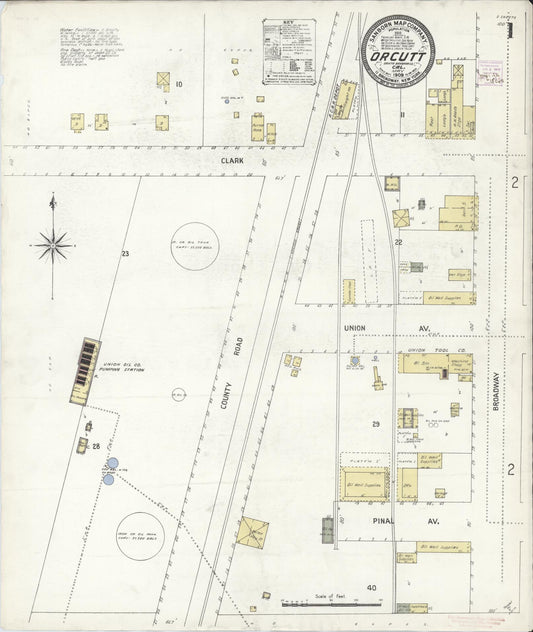 Sanborn Fire Insurance Map from Orcutt, Santa Barbara County, California (1909), Sheet #0001 - Complete Map Set gallery image, historic Sanborn map, vintage wall art, California California