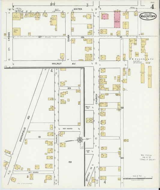 Sanborn Fire Insurance Map from Masontown, Fayette County, Pennsylvania (1921), Sheet #0004 - Historic Sanborn Fire Insurance Map Print, vintage old map wall art, antique decor, genealogy gift, Pennsylvania Pennsylvania map