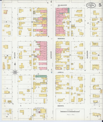 Sanborn Fire Insurance Map from Tomah, Monroe County, Wisconsin (1904), Sheet #0005 - Historic Sanborn Fire Insurance Map Print, vintage old map wall art, antique decor, genealogy gift, Wisconsin Wisconsin map