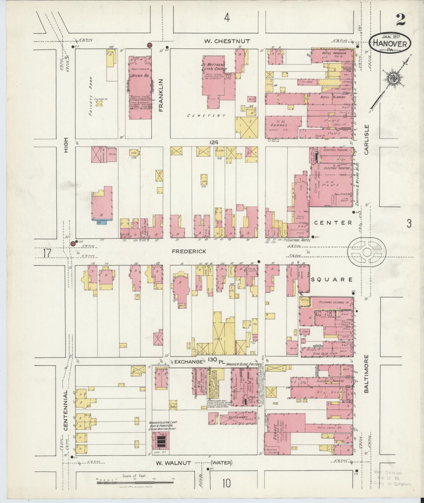 Sanborn Fire Insurance Map from Hanover, York County, Pennsylvania (1917), Sheet #0002 - Complete Map Set gallery image, historic Sanborn map, vintage wall art, Pennsylvania Pennsylvania