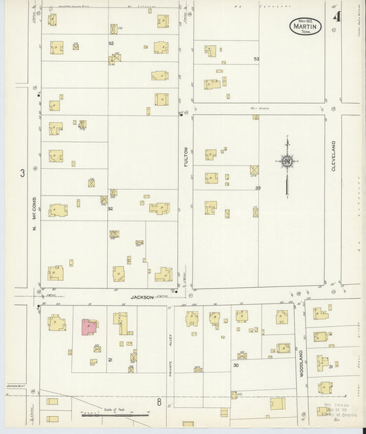 Sanborn Fire Insurance Map from Martin, Weakley County, Tennessee (1913), Sheet #0004 - Historic Sanborn Fire Insurance Map Print, vintage old map wall art, antique decor, genealogy gift, Tennessee Tennessee map