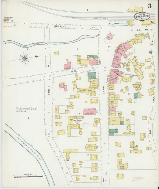 Sanborn Fire Insurance Map from Brewster, Putnam County, New York (1898), Sheet #0003 - Historic Sanborn Fire Insurance Map Print, vintage old map wall art, antique decor, genealogy gift, New York New York map