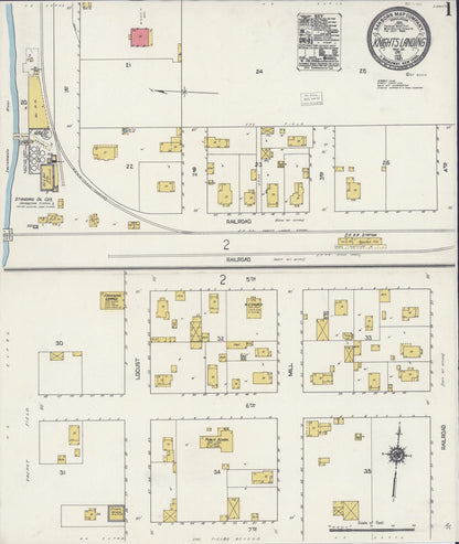 Sanborn Fire Insurance Map from Knights Landing, Yolo County, California (1921), Sheet #0001 - Historic Sanborn Fire Insurance Map Print, vintage old map wall art, antique decor, genealogy gift, California California map