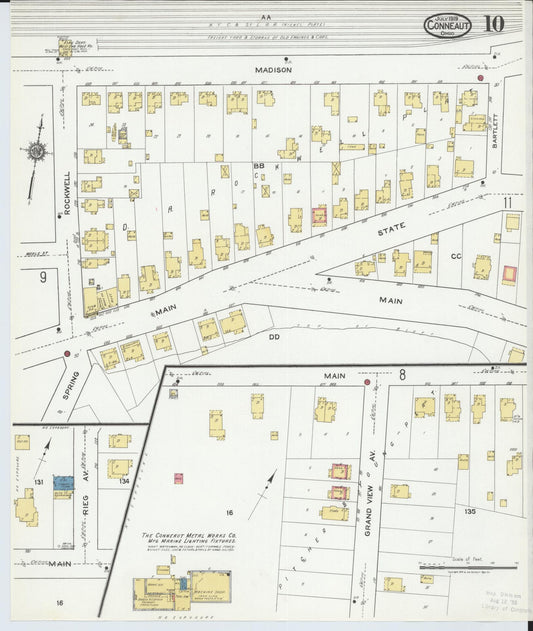 Sanborn Fire Insurance Map from Conneaut, Ashtabula County, Ohio (1919), Sheet #0010 - Historic Sanborn Fire Insurance Map Print, vintage old map wall art, antique decor, genealogy gift, Ohio Ohio map