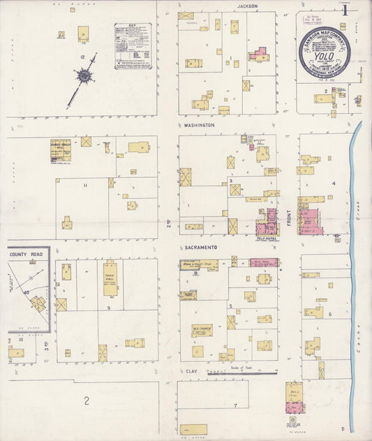 Sanborn Fire Insurance Map from Yolo, Yolo County, California (1912), Sheet #0001 - Complete Map Set gallery image, historic Sanborn map, vintage wall art, California California