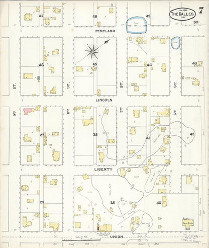 Sanborn Fire Insurance Map from The Dalles, Wasco County, Oregon (1892), Sheet #0007 - Complete Map Set gallery image, historic Sanborn map, vintage wall art, Oregon Oregon