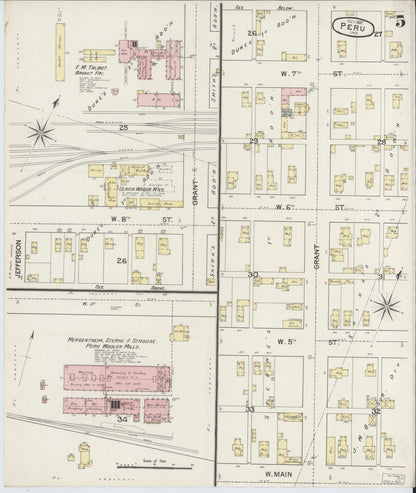 Sanborn Fire Insurance Map from Peru, Miami County, Indiana (1887), Sheet #0005 - Complete Map Set gallery image, historic Sanborn map, vintage wall art, Indiana Indiana