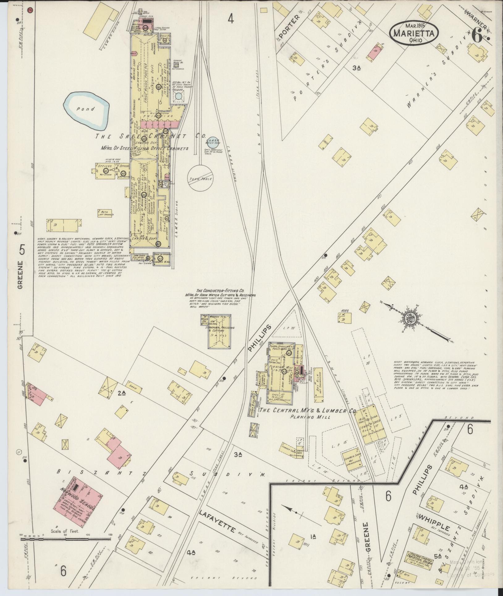 Sanborn Fire Insurance Map from Marietta, Washington County, Ohio (1915), Sheet #0006 - Historic Sanborn Fire Insurance Map Print, vintage old map wall art, antique decor, genealogy gift, Ohio Ohio map