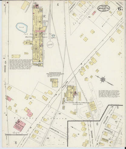 Sanborn Fire Insurance Map from Marietta, Washington County, Ohio (1915), Sheet #0006 - Historic Sanborn Fire Insurance Map Print, vintage old map wall art, antique decor, genealogy gift, Ohio Ohio map