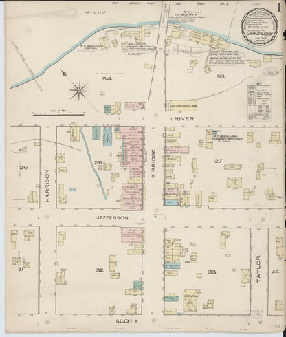 Sanborn Fire Insurance Map from Grand Ledge, Eaton County, Michigan (1886), Sheet #0001 - Complete Map Set gallery image, historic Sanborn map, vintage wall art, Michigan Michigan