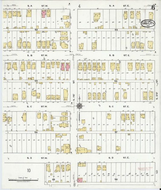 Sanborn Fire Insurance Map from Gas City, Grant County, Indiana (1920), Sheet #0006 - Historic Sanborn Fire Insurance Map Print, vintage old map wall art, antique decor, genealogy gift, Indiana Indiana map