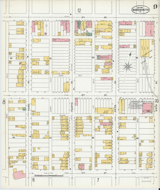 Sanborn Fire Insurance Map from New Kensington, Westmoreland County, Pennsylvania (1900), Sheet #0009 - Historic Sanborn Fire Insurance Map Print, vintage old map wall art, antique decor, genealogy gift, Pennsylvania Pennsylvania map