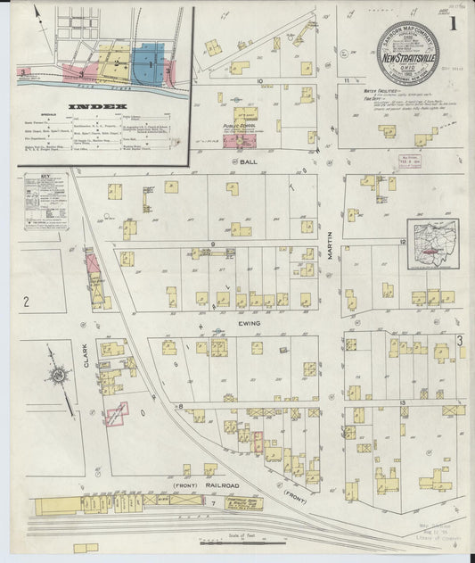 Sanborn Fire Insurance Map from New Straitsville, Perry County, Ohio (1913), Sheet #0001 - Historic Sanborn Fire Insurance Map Print, vintage old map wall art, antique decor, genealogy gift, Ohio Ohio map