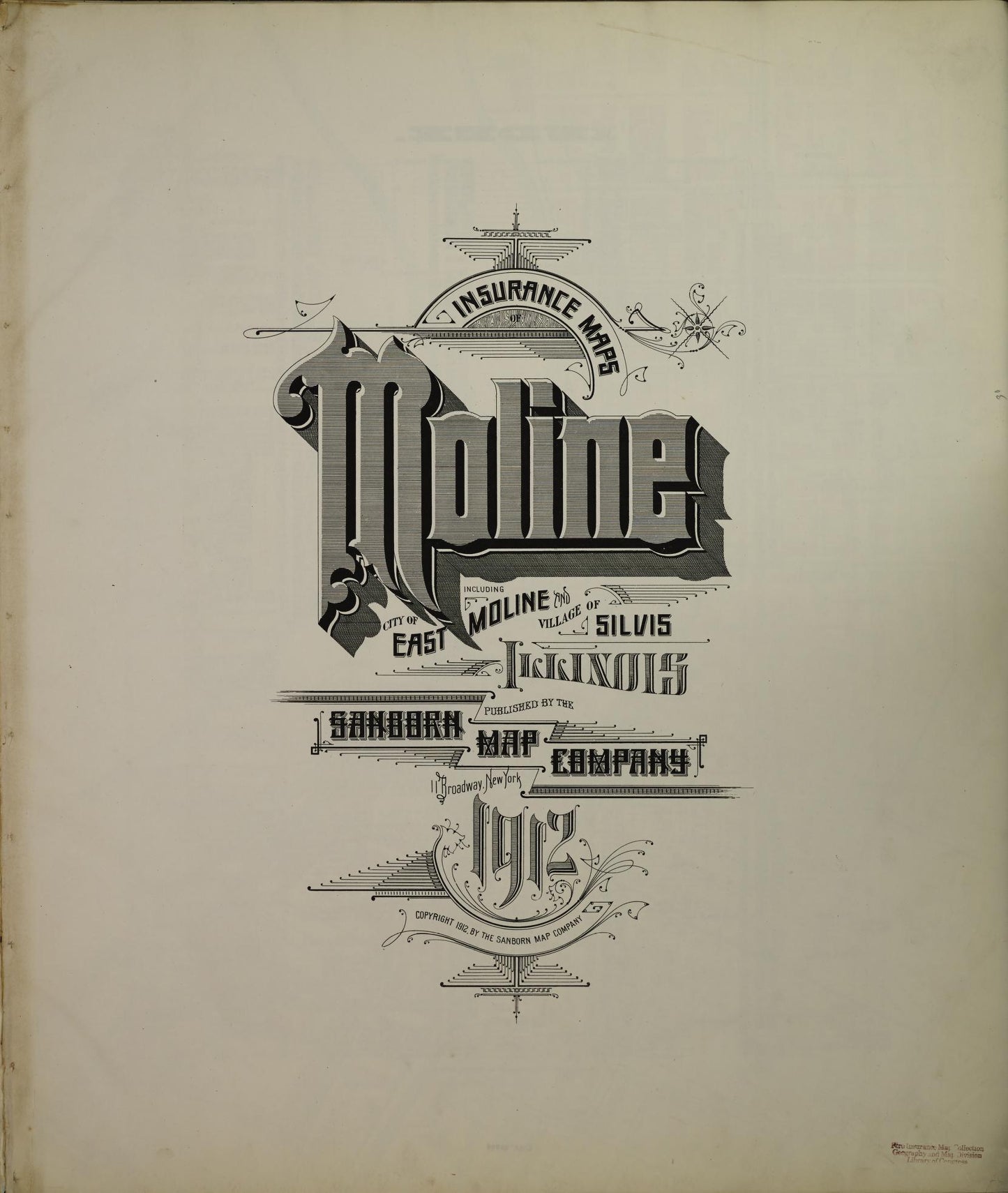 Sanborn Fire Insurance Map from Moline, Rock Island County, Illinois (1912), Sheet #0001 - Historic Sanborn Fire Insurance Map Print, vintage old map wall art, antique decor, genealogy gift, Illinois Illinois map