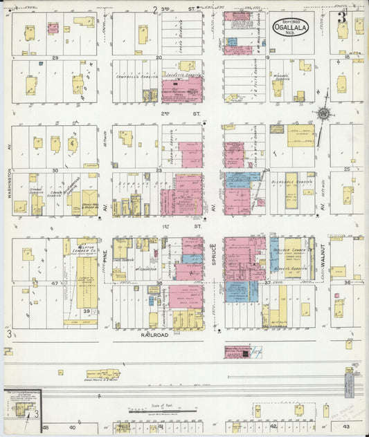 Sanborn Fire Insurance Map from Ogallala, Keith County, Nebraska (1920), Sheet #0003 - Historic Sanborn Fire Insurance Map Print, vintage old map wall art, antique decor, genealogy gift, Nebraska Nebraska map