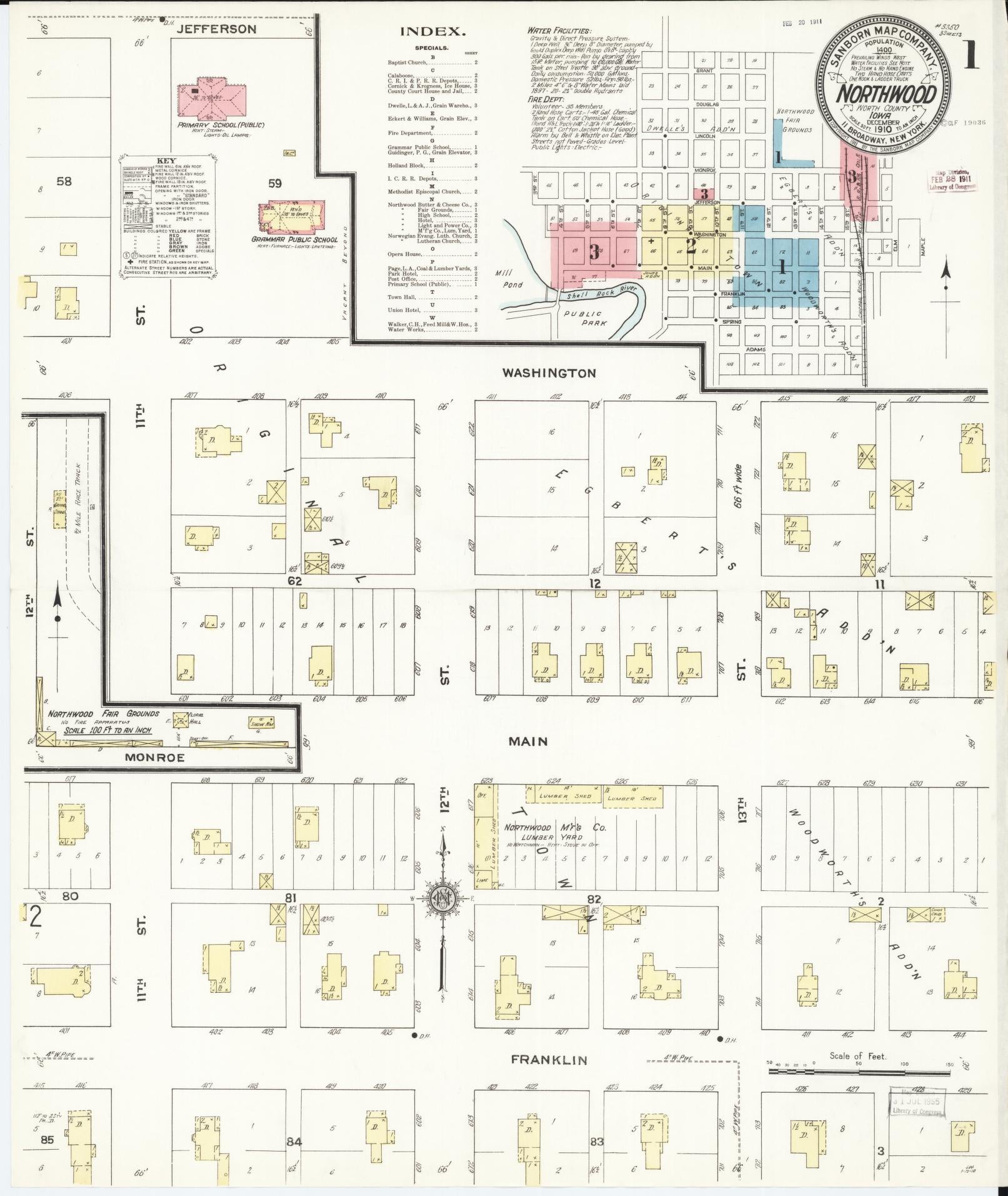 Sanborn Fire Insurance Map from Northwood, Worth County, Iowa (1910), Sheet #0001 - Historic Sanborn Fire Insurance Map Print