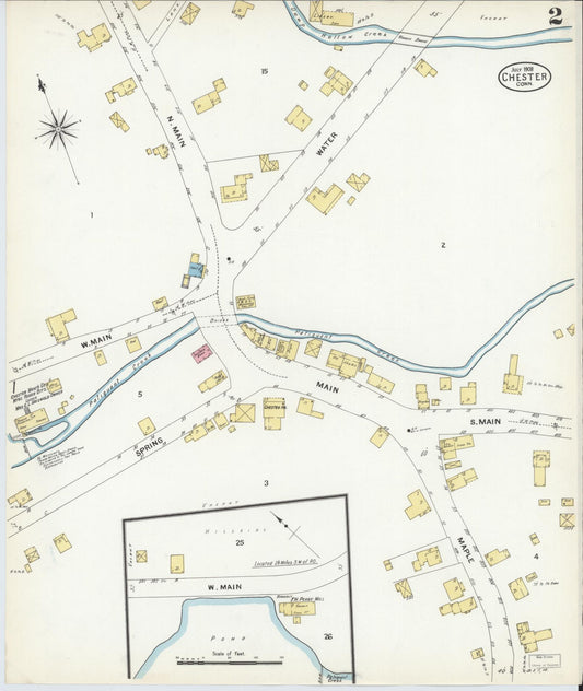 Sanborn Fire Insurance Map from Chester, Middlesex County, Connecticut (1908), Sheet #0002 - Historic Sanborn Fire Insurance Map Print, vintage old map wall art, antique decor, genealogy gift, Connecticut Connecticut map