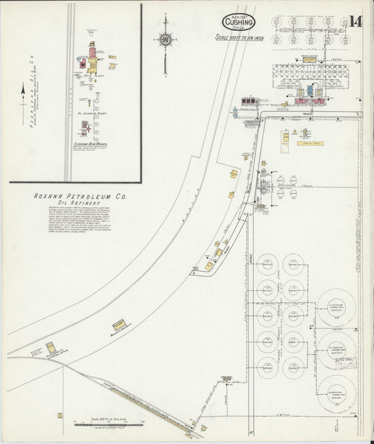 Sanborn Fire Insurance Map from Cushing, Payne County, Oklahoma (1917), Sheet #0014 - Historic Sanborn Fire Insurance Map Print, vintage old map wall art, antique decor, genealogy gift, Oklahoma Oklahoma map