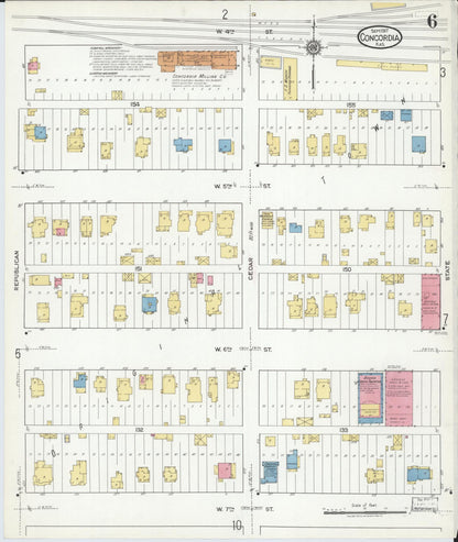 Sanborn Fire Insurance Map from Concordia, Cloud County, Kansas (1917), Sheet #0006 - Complete Map Set gallery image, historic Sanborn map, vintage wall art, Kansas Kansas