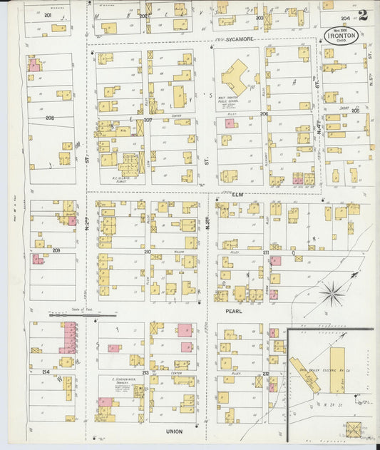 Sanborn Fire Insurance Map from Ironton, Lawrence County, Ohio (1900), Sheet #0002 - Historic Sanborn Fire Insurance Map Print, vintage old map wall art, antique decor, genealogy gift, Ohio Ohio map