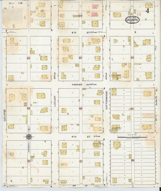 Sanborn Fire Insurance Map from Granite, Greer County, Oklahoma (1932), Sheet #0004 - Historic Sanborn Fire Insurance Map Print, vintage old map wall art, antique decor, genealogy gift, Oklahoma Oklahoma map