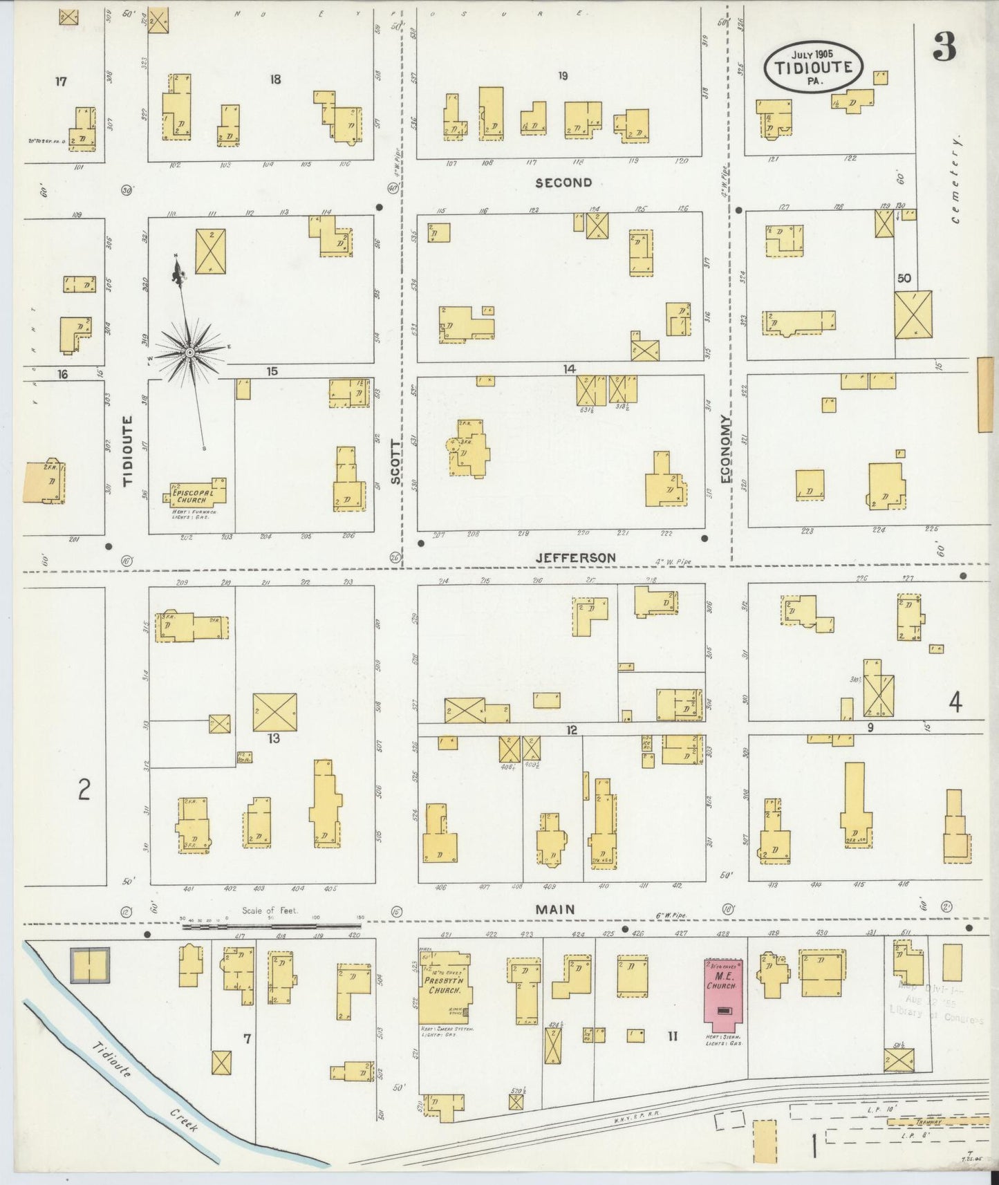 Sanborn Fire Insurance Map from Tidioute, Warren County, Pennsylvania (1905), Sheet #0003 - Complete Map Set gallery image, historic Sanborn map, vintage wall art, Pennsylvania Pennsylvania