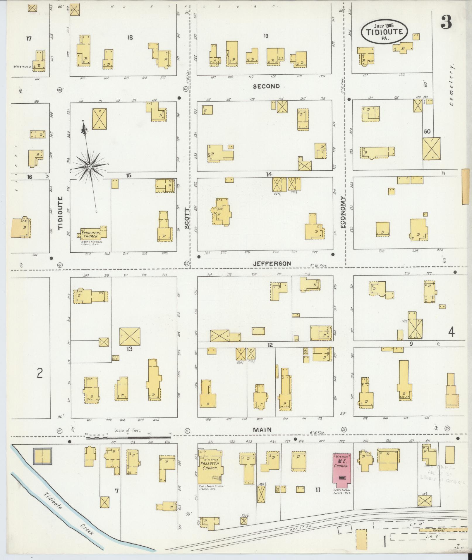 Sanborn Fire Insurance Map from Tidioute, Warren County, Pennsylvania (1905), Sheet #0003 - Complete Map Set gallery image, historic Sanborn map, vintage wall art, Pennsylvania Pennsylvania