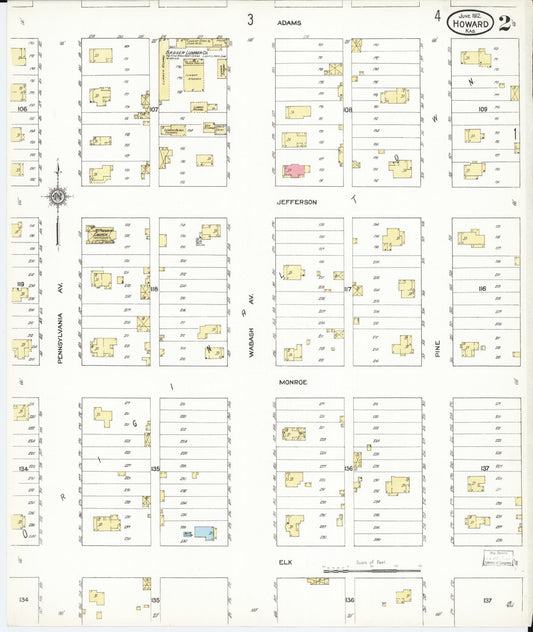 Sanborn Fire Insurance Map from Howard, Elk County, Kansas (1912), Sheet #0002 - Historic Sanborn Fire Insurance Map Print, vintage old map wall art, antique decor, genealogy gift, Kansas Kansas map