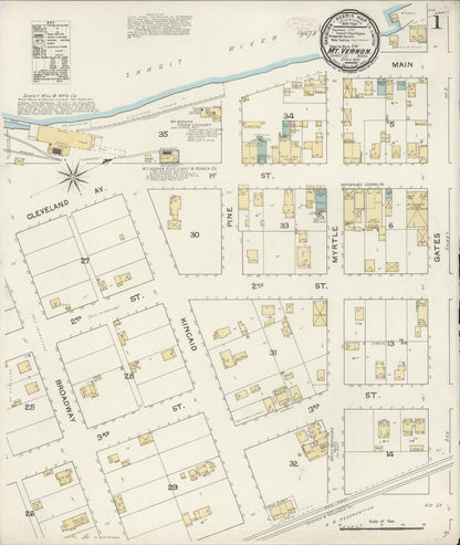 Sanborn Fire Insurance Map from Mount Vernon, Skagit County, Washington (1892), Sheet #0001 - Complete Map Set gallery image, historic Sanborn map, vintage wall art, Washington Washington