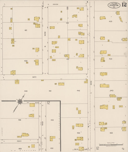 Sanborn Fire Insurance Map from Silverton, Marion County, Oregon (1922), Sheet #0012 - Historic Sanborn Fire Insurance Map Print, vintage old map wall art, antique decor, genealogy gift, Oregon Oregon map