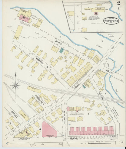 Sanborn Fire Insurance Map from Biddeford, York County, Maine (1891), Sheet #0002 - Complete Map Set gallery image, historic Sanborn map, vintage wall art, Maine Maine