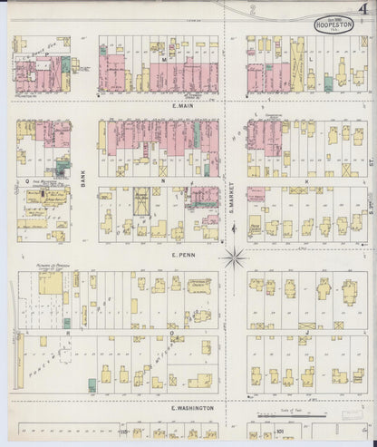 Sanborn Fire Insurance Map from Hoopeston, Vermilion County, Illinois (1895), Sheet #0004 - Complete Map Set gallery image, historic Sanborn map, vintage wall art, Illinois Illinois