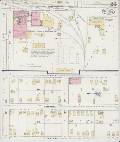Sanborn Fire Insurance Map from Racine, Racine County, Wisconsin (1887), Sheet #0026 - Complete Map Set gallery image, historic Sanborn map, vintage wall art, Wisconsin Wisconsin
